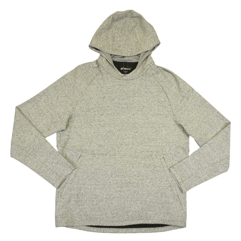 IBKUL Hoodie Popcorn Stitch Mens Large Grey Textured Performance Pullover